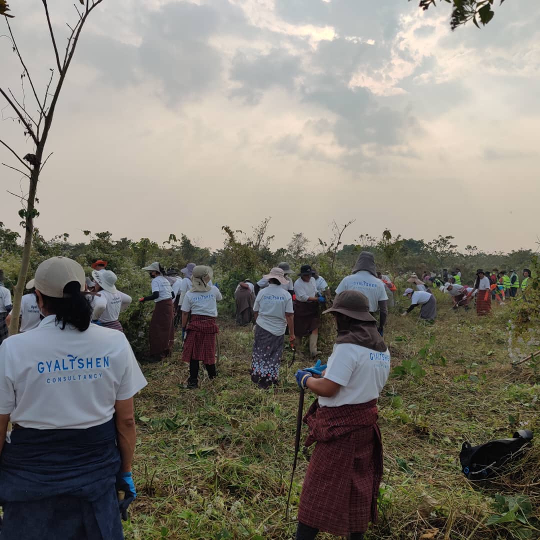 Gyaltshen team volunteering at Gelephu Mindfulness City